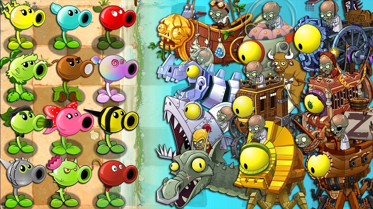 Plants vs Zombies 2 Final Boss - All PEA Plants LEVEL 999999 Attack PvZ ...