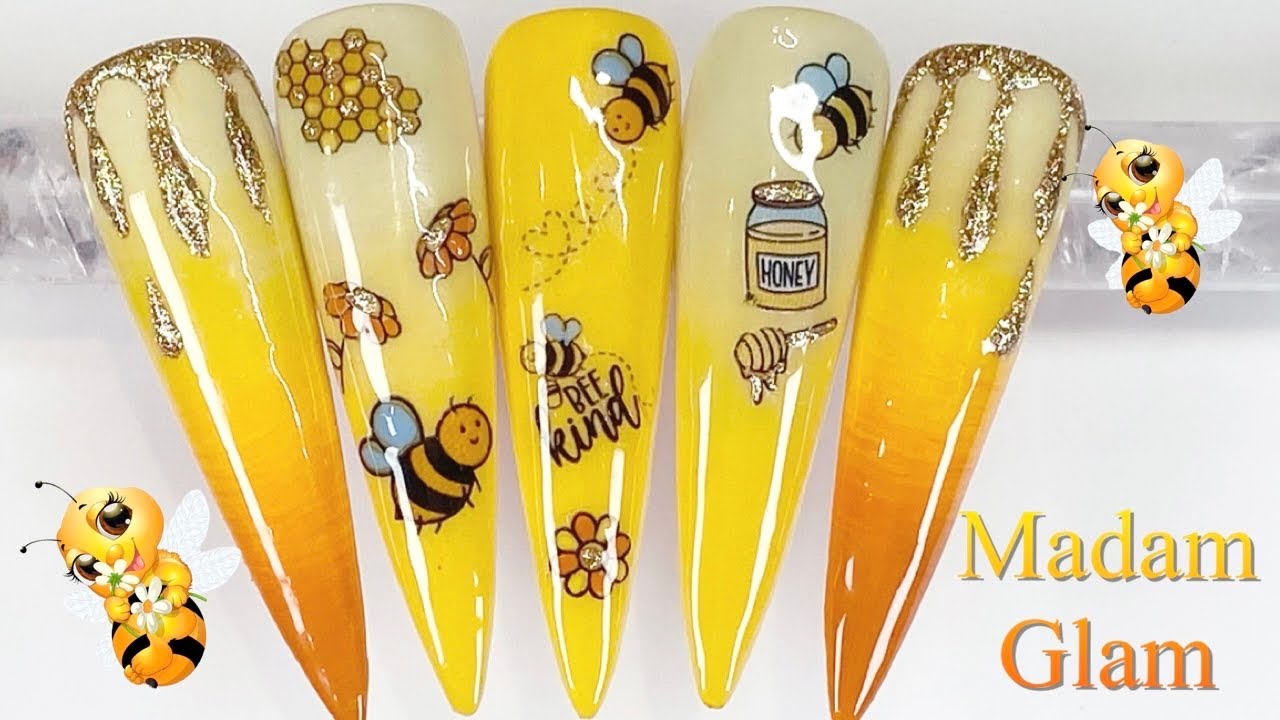 Cute Bee Nail Art Designs | Madam Glam - Glamorous Paradise | Nail Sugar | Elaine.J Nail Artist