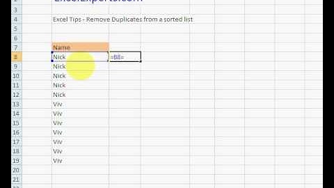 ExcelExperts.com - Excel Tips - Remove Duplicates from a sorted list
