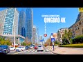 Driving in downtown qingdao   a sailing city with tsingtao beer  shandong china  