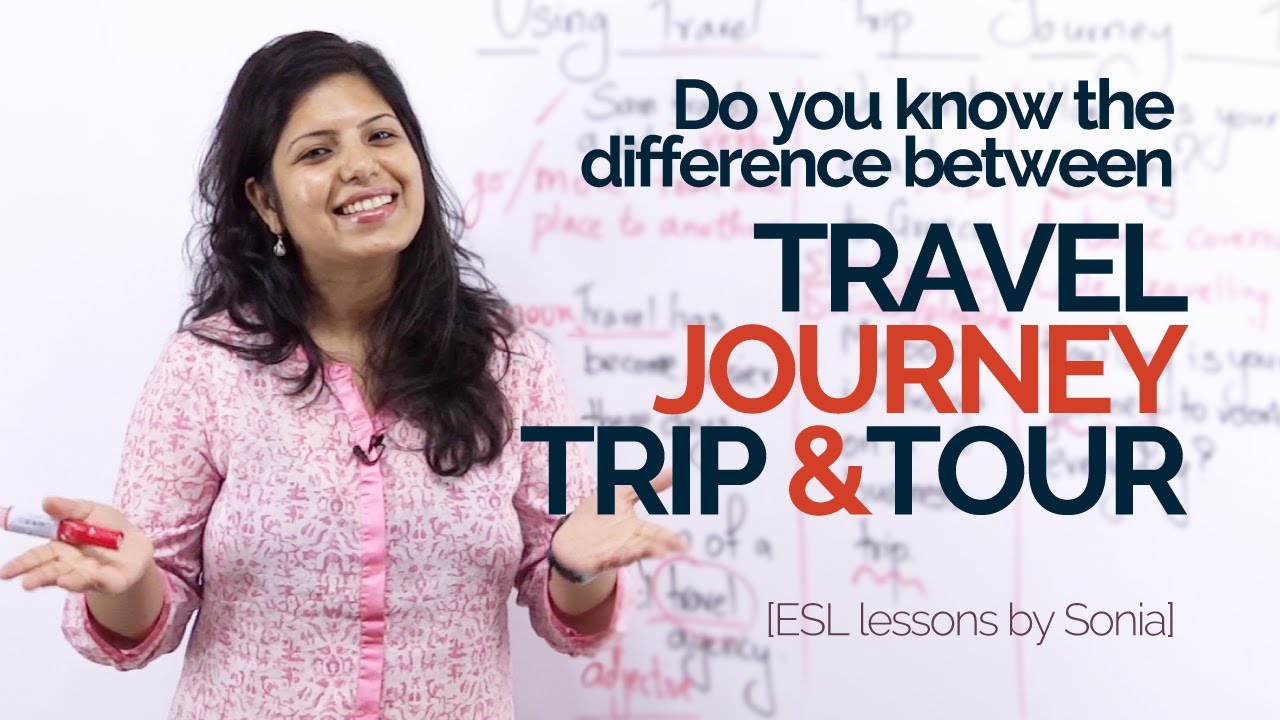 English Speaking Lesson – What is different about Travel, Trip, Journey & Tour. –English Vocabulary.