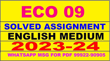 eco 9 solved assignment 2023-24 | eco 9 solved assignment in english 2024 | eco 9 2024