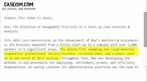 Box: The Evolution of Management Practices in a Start-up Case Solution & Analysis