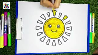 Sun Coloring Page for Kids ☀️ | Cute Smiling Sun Drawing & Coloring