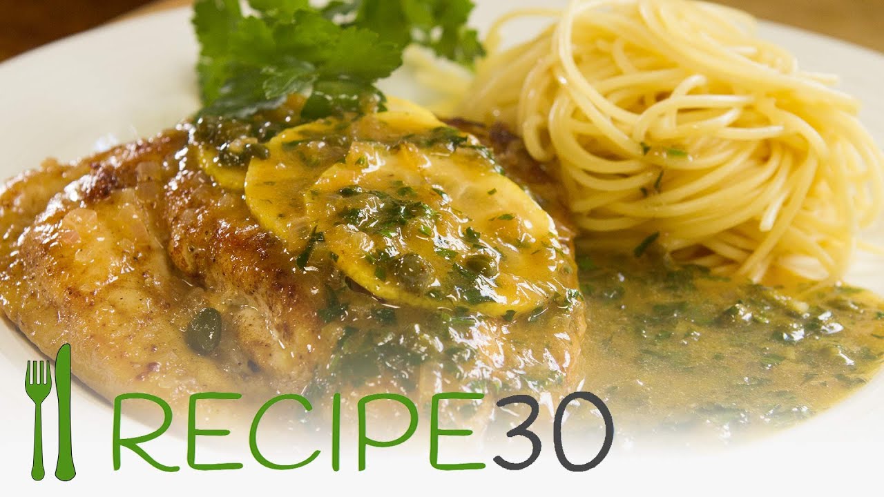 Chicken Piccata a velvety zingy lemon butter chicken with capers - Recipe by www.recipe30.com | Recipe30