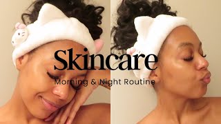 How I Get My Skin To Look Like Glass🧴🧖🏾‍♀️✨( Morning + Night Routine)