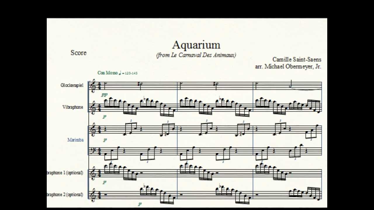 aquarium for mallet percussion youtube saint saens aquarium sheet music