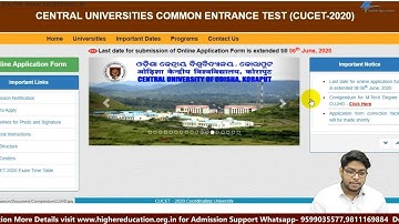 CUCET-Central University Entrance Test Applcation form Admission Process complete details