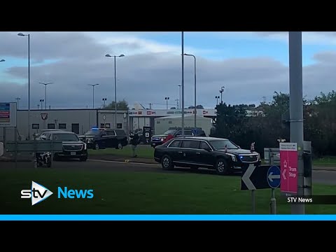 President Biden's motorcade leaves Edinburgh Airport