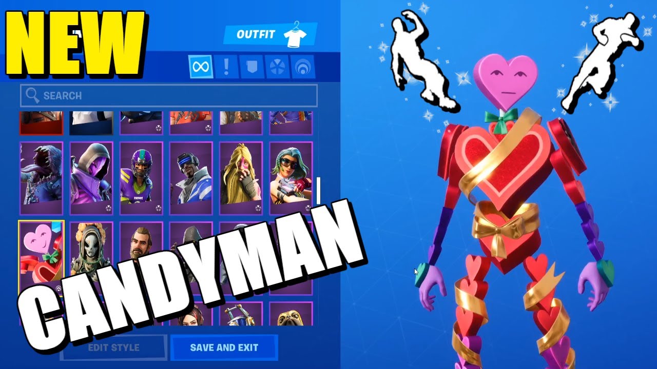 FORTNITE CANDYMAN SKIN w/ ALL POPULAR DANCE EMOTES YouTube