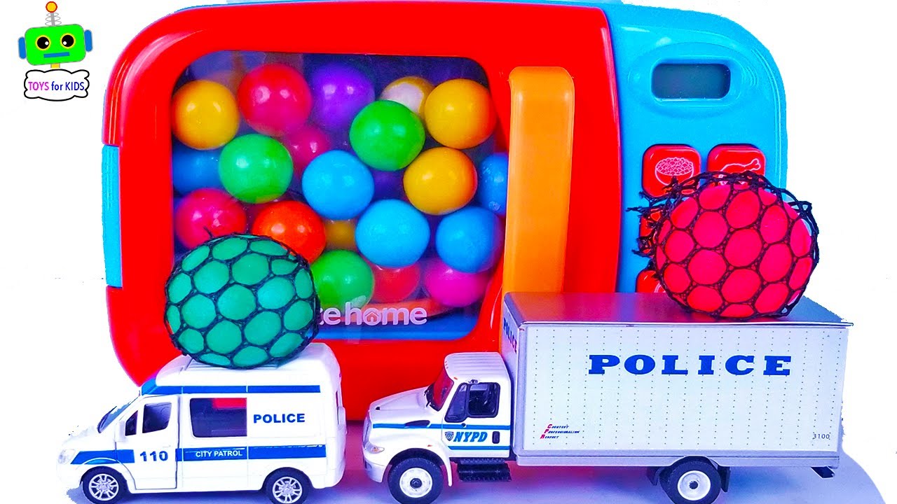 Learn Colors with Toy Cars Police Car Police Van Various toy cars