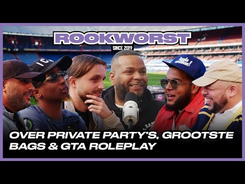 Hef, Qucee, Kevin, Emms, Spanker & Ufuk in Rookworst de Podcast