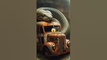 Rare discovery of python circling a bus in the Amazon forest #ai #python #jungle #rare
