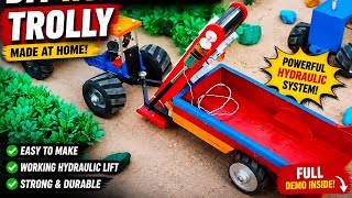 Mini Tractor with Hydraulic Trailer! 🚜🔥 Amazing DIY Farming Machine