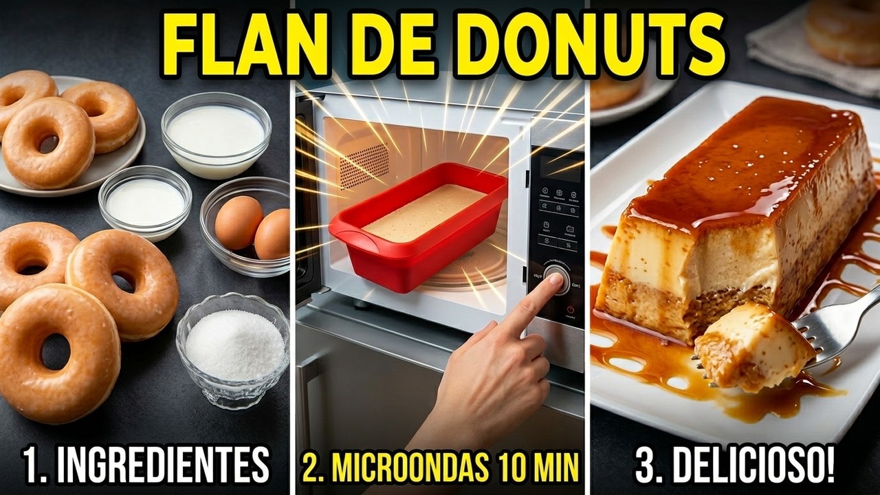 Flan de Donuts en 10 Min 🍩 Receta Fácil con 4 Ingredientes y Microondas 😱