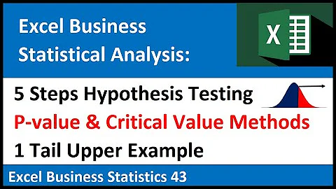 Excel Statistical Analysis 43: Hypothesis Testing: P-value & Critical Value Methods: 1 Tail Upper
