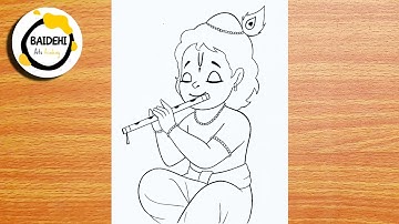 Krishna Pencil Drawing Easy Step by Step | How to Draw Krishna | Bhagwan Ki Drawing