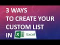 Create Custom list in excel || Ms Excel