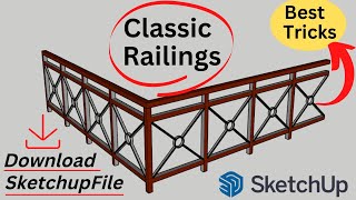 How To Create Railings In Sketchup | Balcony Railing Design| Modern Railing