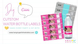 How to Make Custom Party Favors Water Bottle Labels using Canva|Cricut