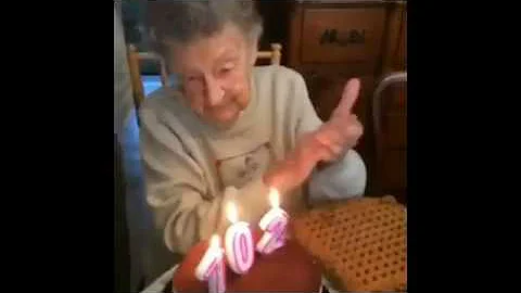 Grandma 102, blows out her birthday candles, ends up losing her teeth