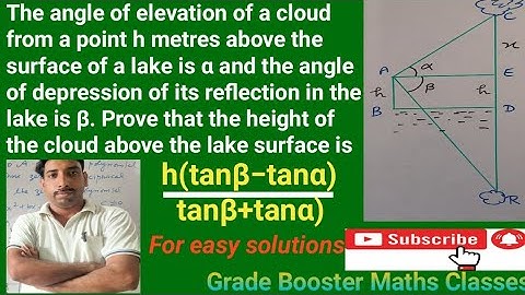 If the angle of elevation of a cloud from a point h metres above a lake is α and the angle of depres