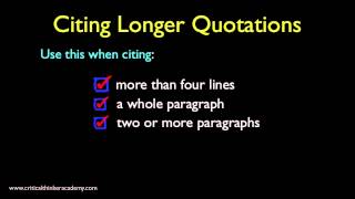 How to Cite Sources: Citing a Longer Quotation