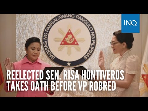 Reelected Sen. Risa Hontiveros takes oath before VP Robredo