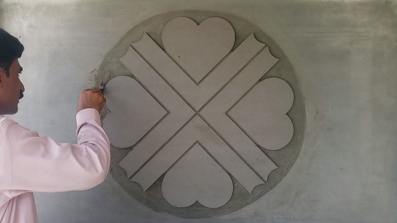 Wall flower heart technique palaster design