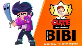 How to Draw Bubble Gum Bibi super easy | Brawl Stars drawing tutorial with coloring page