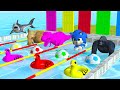 Choose the Right Door Swimming Race! Gorilla Elephant Dinosaur Shark Funny Cow Sonic the Hedgehog 2