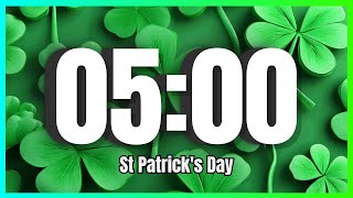 5 Minute Timer With Music - St Patricks Day | Happy - Clover - Classroom |