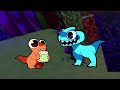 Orange shares with cyan  rainbow friends animation