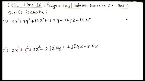 Polynomials class 9 solution | Chapter 2 exercise 2.4 Question 5 and 6 | Cbse class 9 maths solution
