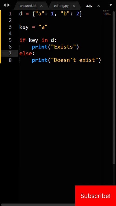 How To Check If A Key Exists In A Dictionary In Python - YouTube