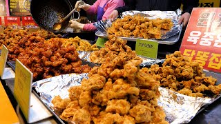 종류만 수십가지! 하루종일 튀겨 판매하는? 바삭하고 양많은 시장 닭강정 만들기 various spicy and sweet chicken - korean street food