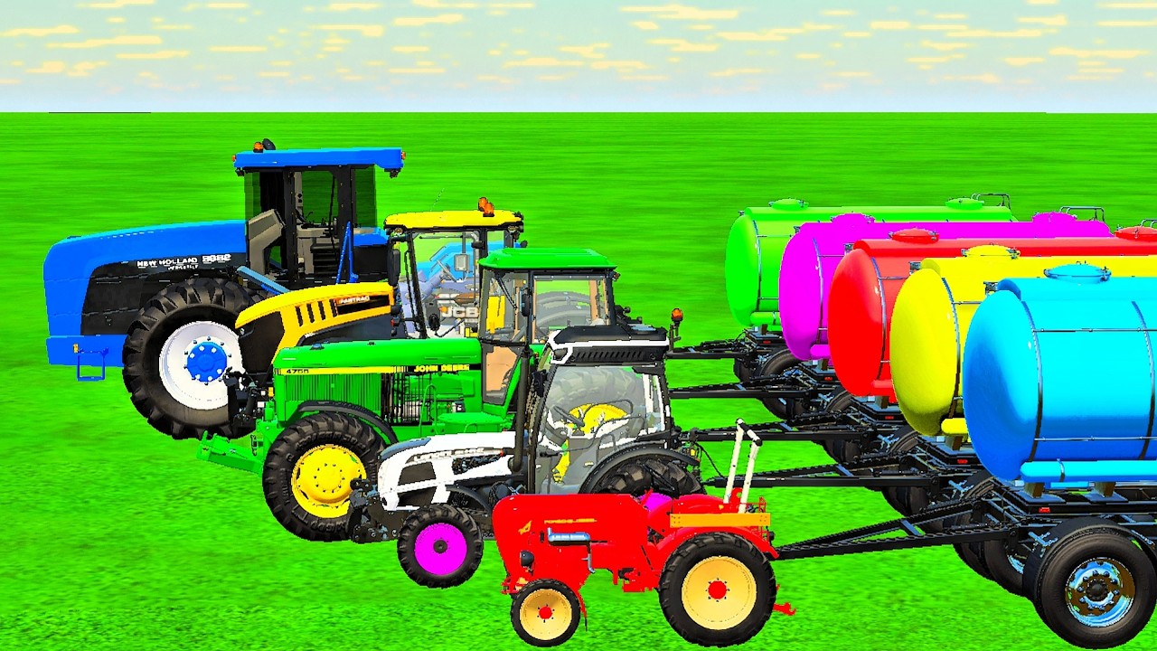 Tiny to GIANT Tractors and SUPER TRAILER VS HARD MUDDY PARKOUR with TANGKER | FS22 #3