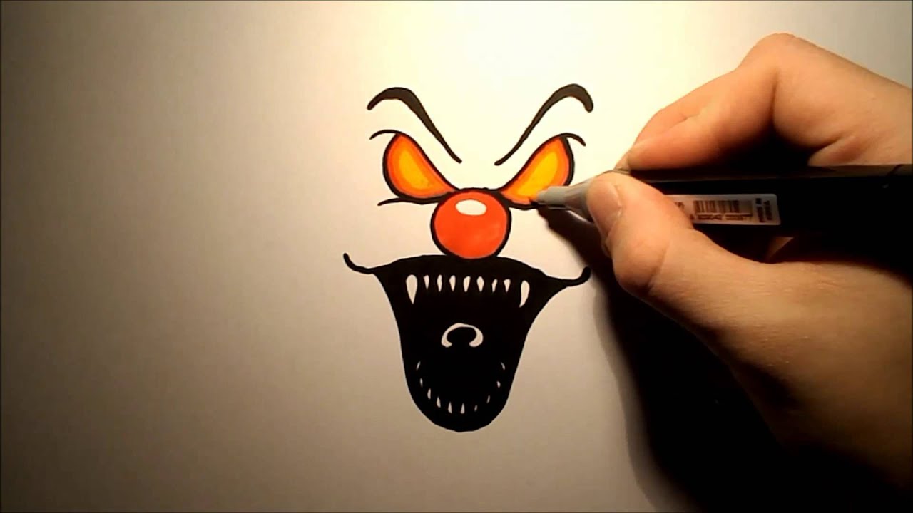 How to draw an Evil Clown (Easy) - YouTube