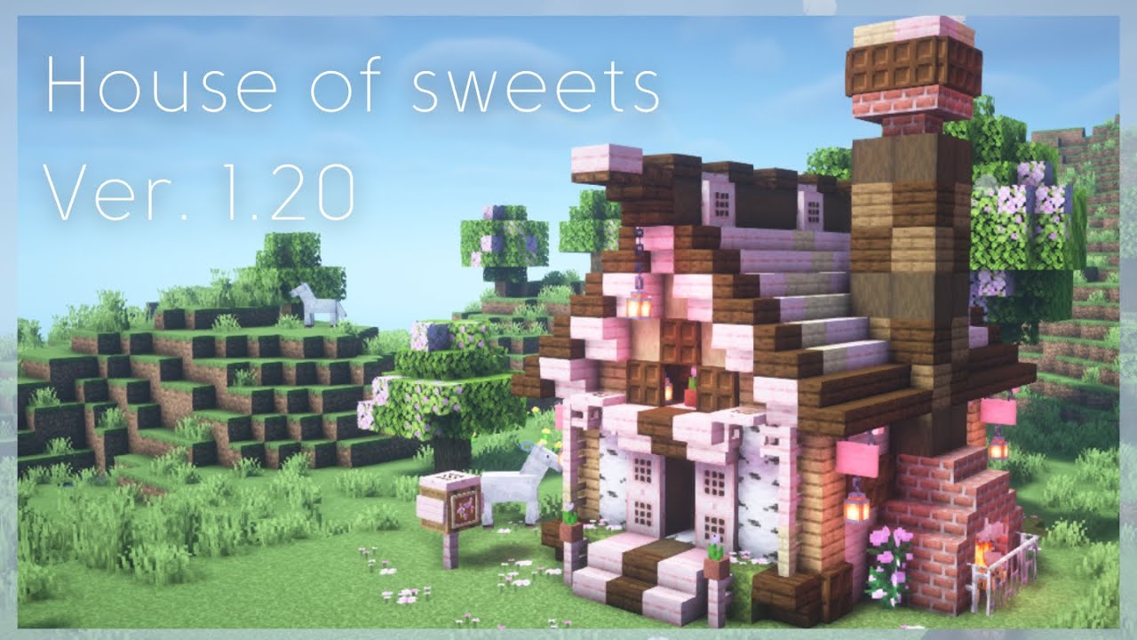 【マイクラ1.20】桜ブロックで作るお菓子の家の作り方|house of sweets ver. 1.20【桜建築】 - YouTube