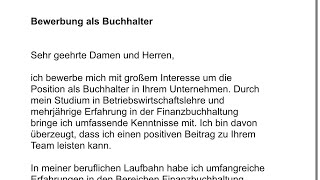 Как написать бевербунг на бухгалтера/Bewerbung als Buchhalter