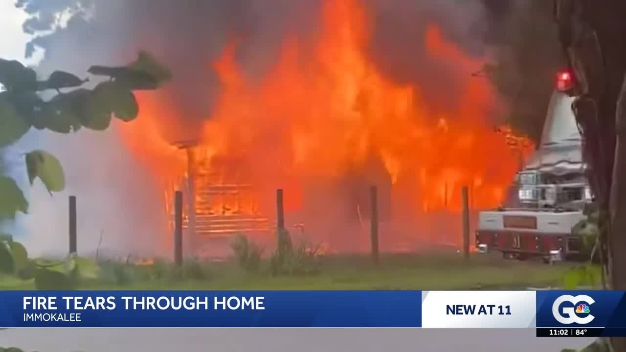 Fire tears through home in Immokalee - YouTube