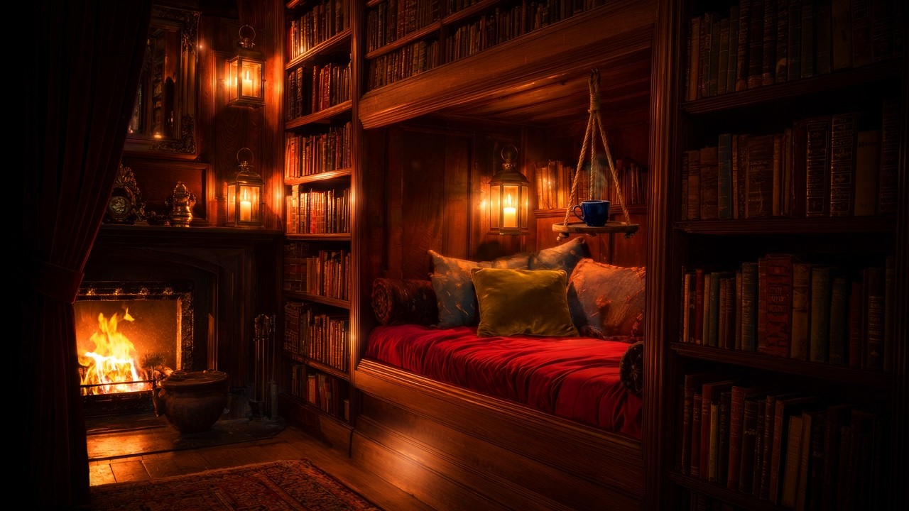 A Quiet Night on the Thames | 19th Century Houseboat Library Ambience for Best Ever Sleep | 8 Hours
