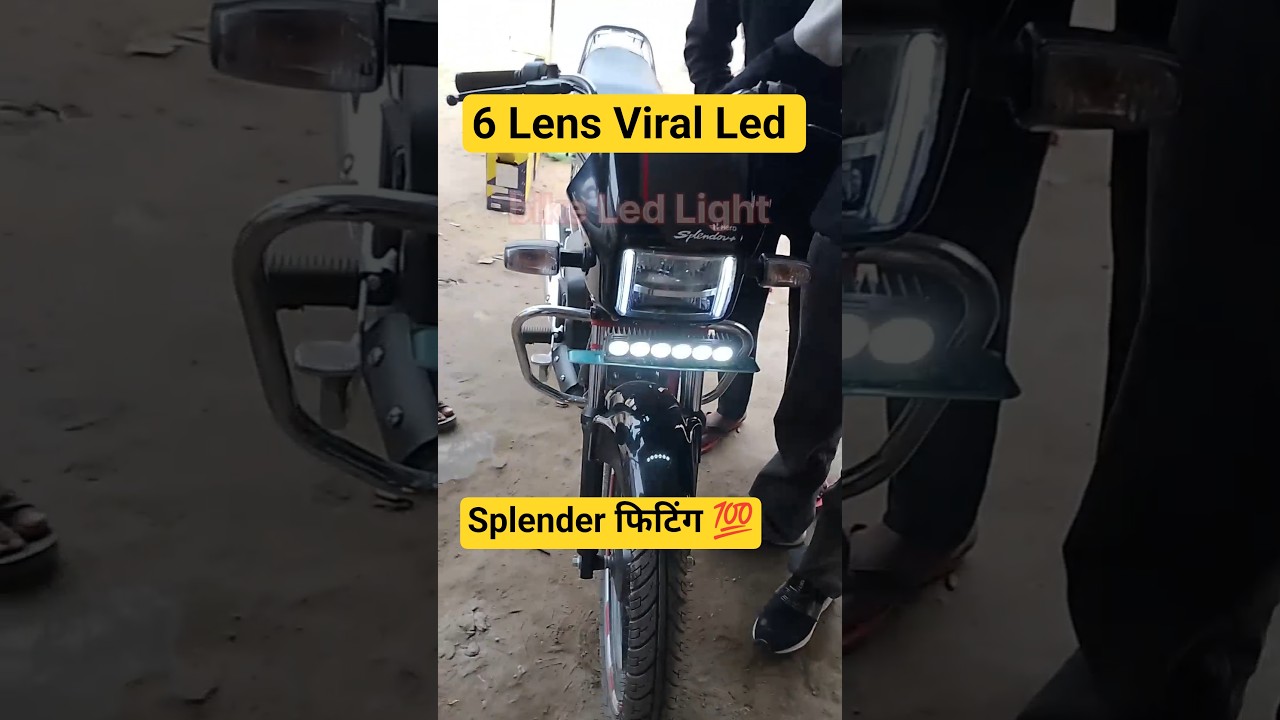 splender bike 6 lens led लाइट Install with फिटिंग Number plate 
