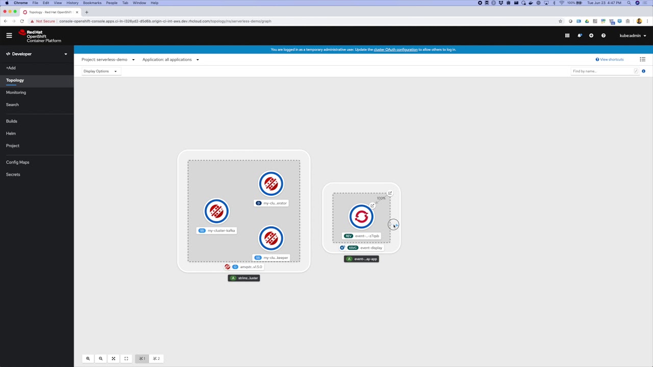 Kafka (AMQ Streams) and OpenShift Serverless on OCP 4.5 - YouTube