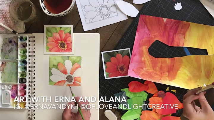 Timelapse Zinnias: Painting and Collage {Art with Erna and Alana}