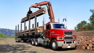 Ats - Dynamic Logs Loading & Unloading | Arkansas Dlc + New Mack Pinnacle | American Truck Simulator