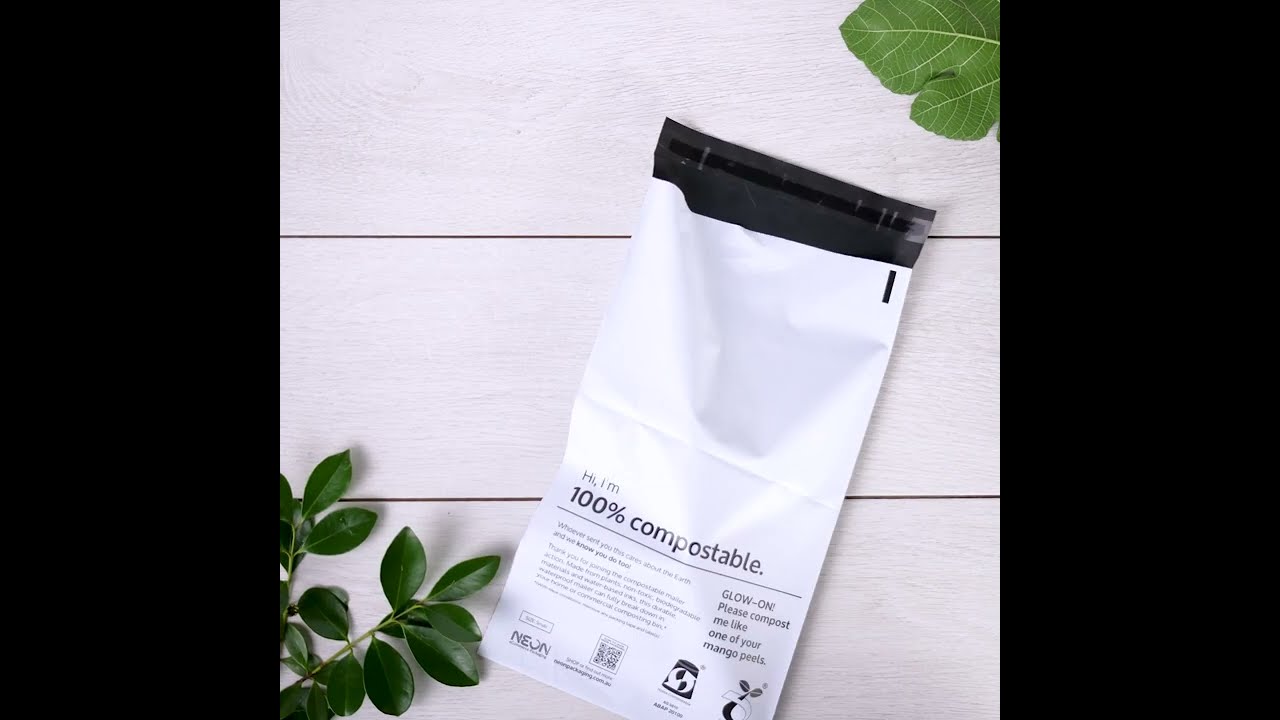 Compostable White Postal Mailers Product Reel by NEON (Australian Certified Home-Compostable)