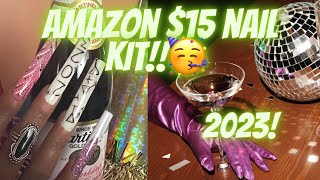 HAPPY NEW YEAR!! 🥳🎉2023 NYE NAILS | AMAZON $15 NAIL KIT | GIVEAWAY DETAILS