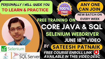 Free Core Java , SQL & QA (WebDriver) | June 18th Video |Daily At 10am I Will Guide You |👇Check Desc