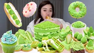 Asmr🍰Matcha Cream Cake🍰 (Soft And Waxy Sound) 크림丨먹방丨Mukbang丨Satisfying丨Eatings screenshot 5